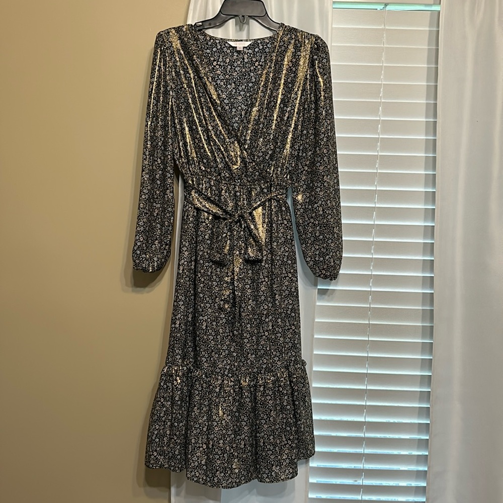 Lauren Conrad Small Midi Dress Like New Black Powder Blue